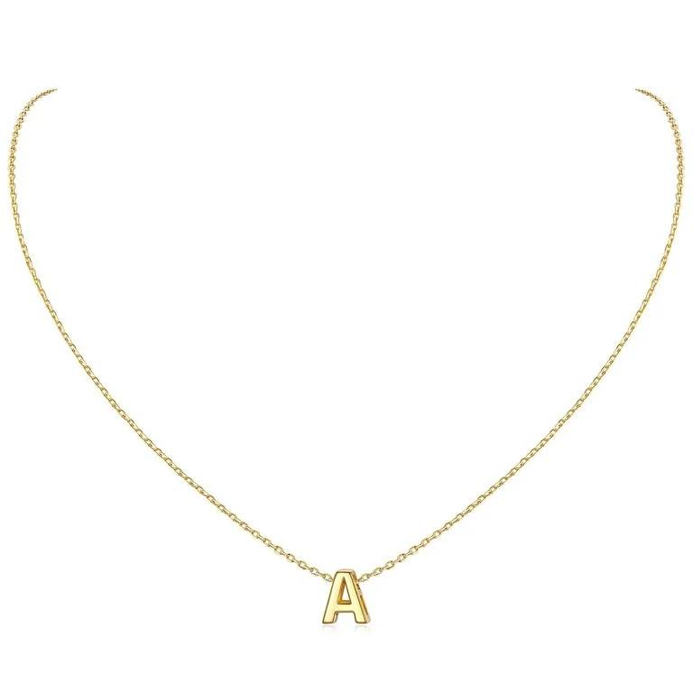 ChicSilver 14K Yellow Gold Plated Initial Necklaces for Women Alphabet A Pendant Gold Letter Neck... | Walmart (US)