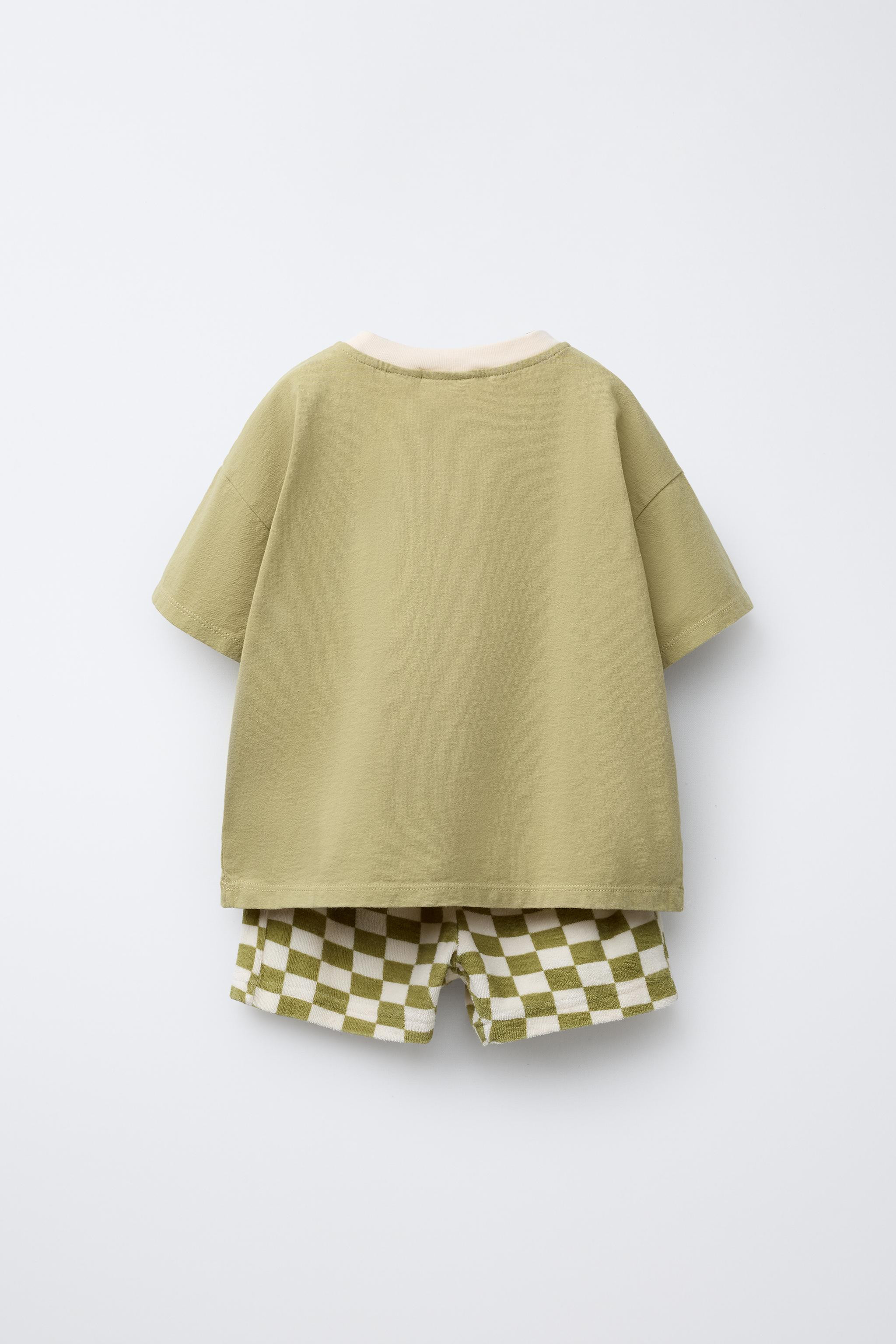 CHECKERBOARD T-SHIRT AND BERMUDA JOGGING SET | Zara US