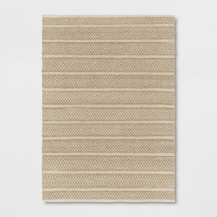 Textured Tonal Stripe Outdoor Rug Tan - Threshold™ designed with Studio McGee | Target