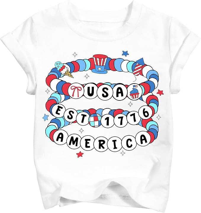 Girls 4th of July Shirt Kids 250th Anniversary Patriotic Tops Toddler Freedom American Flag Tee 2... | Amazon (US)