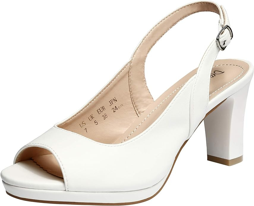 DREAM PAIRS Women’s Sexy High Chunky Heels Peep Toe Platform Block Slingback Dress Pumps Shoes | Amazon (US)