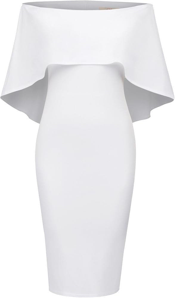GRACE KARIN Women's Off Shoulder Batwing Cape Slim Midi Dress | Amazon (US)