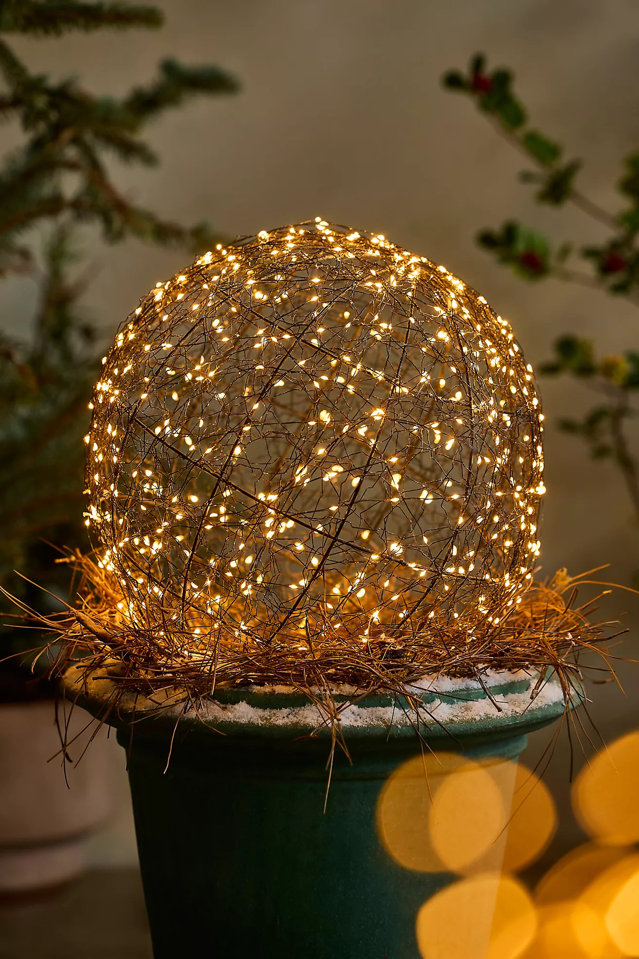 Twinkling Illuminated Iron Wire Garden Orb | Terrain