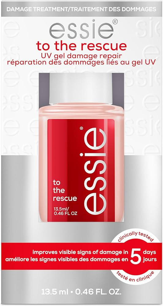 essie nail care, UV gel damage repair treatment, to the rescue nail repair base coat, 0.46 fl oz | Amazon (US)