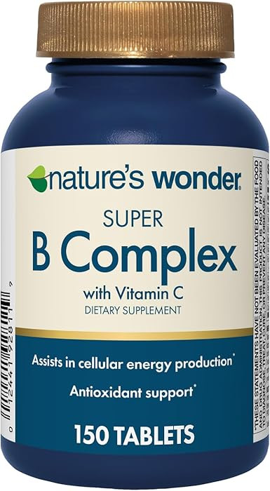 Nature's Wonder Super B Complex with Vitamin C, Vitamin B12, & Folic Acid – Supports Energy Met... | Amazon (US)
