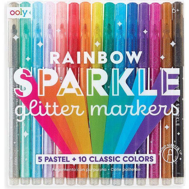 Rainbow Sparkle Glitter Markers | Maisonette