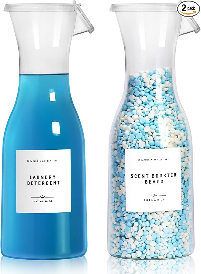 Laundry Detergent Dispenser Bottle 40oz with Waterproof Label for Laundry Detergent Soap Fabric S... | Amazon (US)