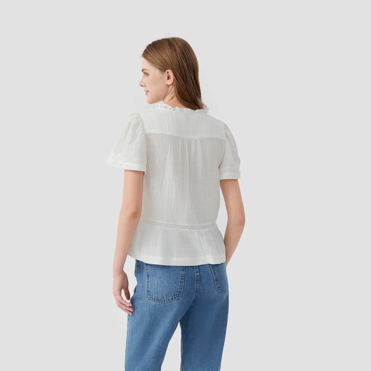 Women's Short Sleeve V-Neck Peplum Top - Universal Thread™ Ivory | Target