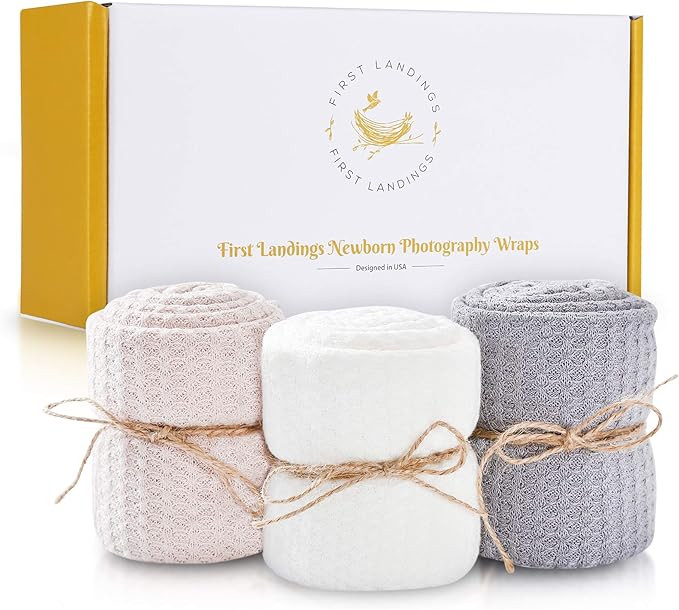First Landings Baby Wrap | Set of 3 Premium Knit Wraps | Newborn Photography Props for Boy or Gir... | Amazon (US)