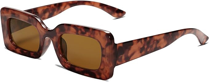 SOJOS Retro 90s Nude Rectangle Sunglasses For Women Trendy Chunky Glasses Pebble SJ2160 | Amazon (US)