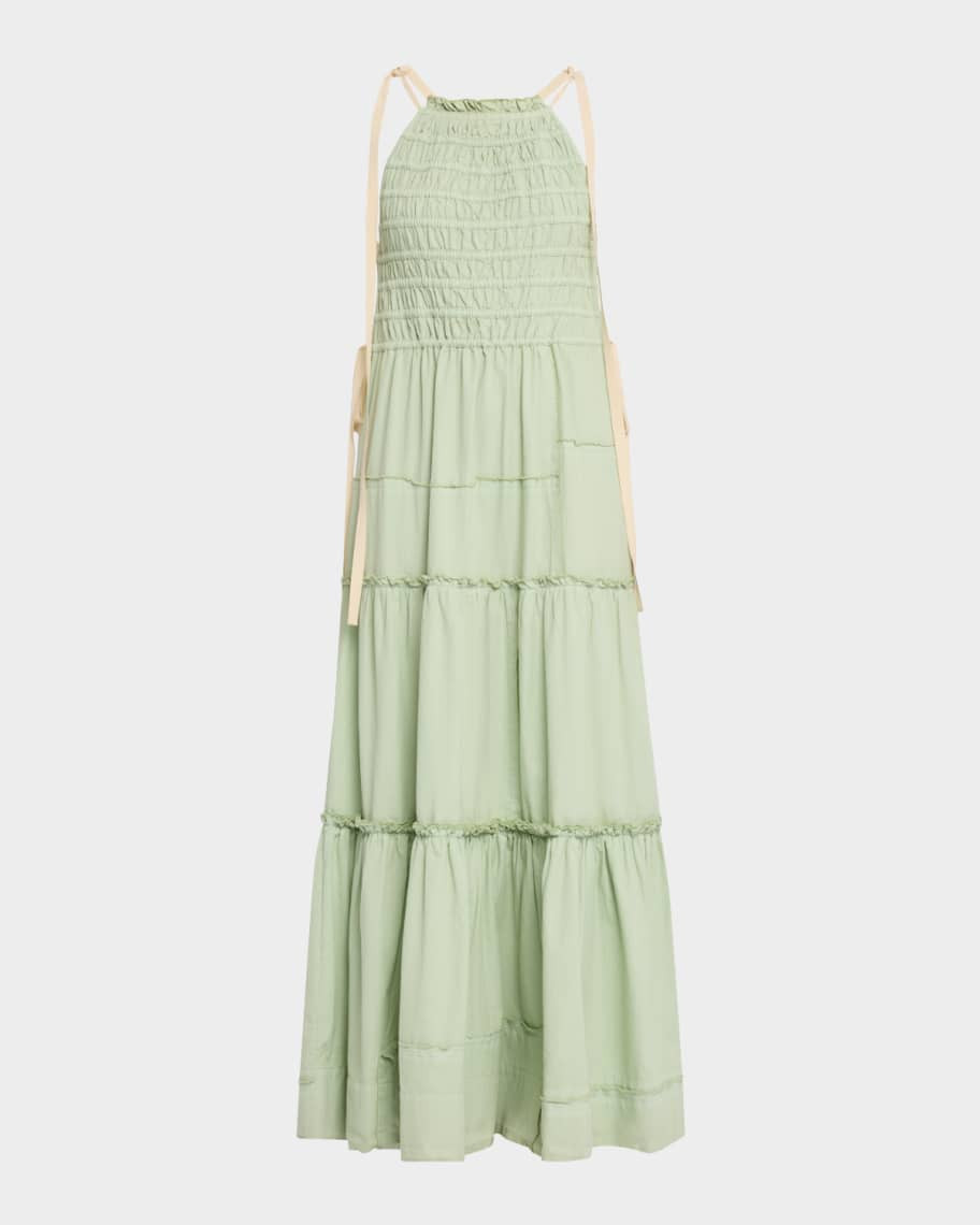 Ganni Sleeveless Smocked Maxi Dress | Neiman Marcus