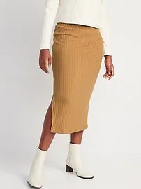 Fitted Rib-Knit Midi Skirt for Women | Old Navy (US)