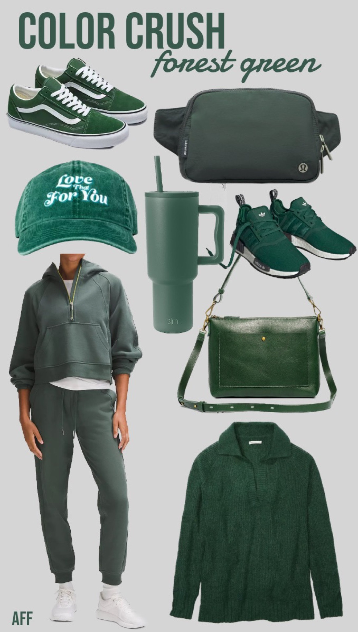  I have been loving all these forest green lately! Linking some of my favorites here…starting under $10!
...............
green sneakers, green vans, green Adidas, Adidas sneakers, lululemon belt bag, walmart finds, walmart fashion, walmart hat, simple modern cup, cup with handle, cup under $30, hat under $10, bag under $50, purse under $50, purse under $100, purse under $150, leather purse, leather bag, madewell purse, Madewell bag, American Eagle sweater, polo sweater, collared sweater, green sweater, ae sweater, lululemon scuba hoodie, lululmeom matching set, lululemon joggers, matching sweatsuit, matching set, lululemon new arrivals fall trends, fall outfits, fall looks travel outfit, travel day look , travel day outfit, back to school outfit

#LTKstyletip #LTKSale #LTKtravel