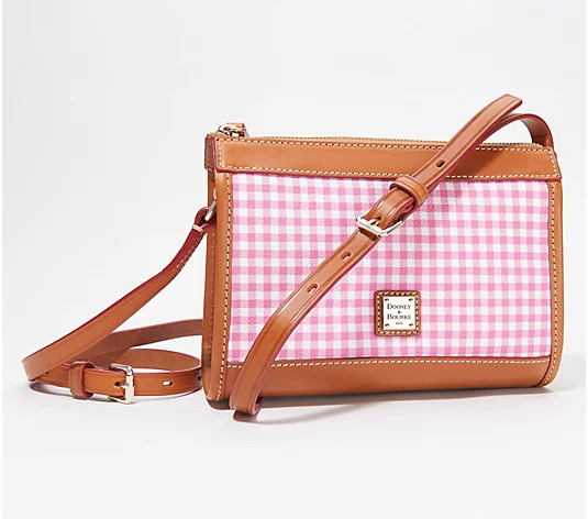 Dooney & Bourke Coated Cotton Gingham Zip Crossbody - QVC.com | QVC