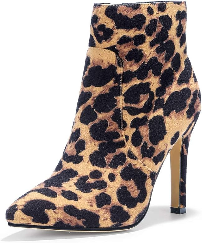 IDIFU Women High Heel Pointed Toe Ankle Boots | Amazon (US)