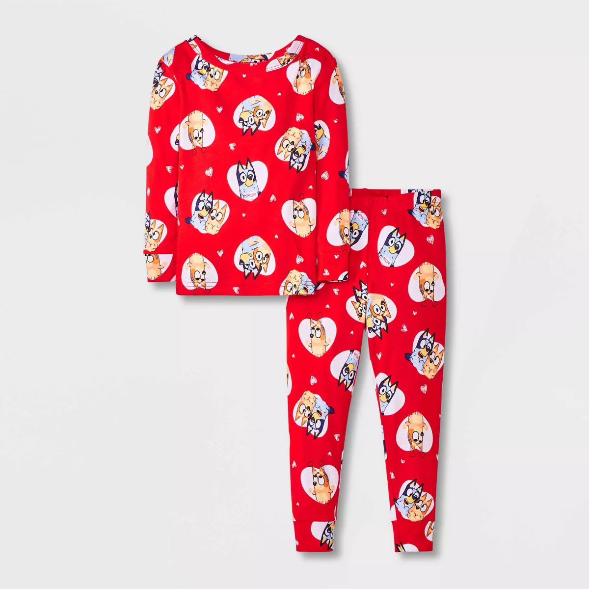 Toddler 2pc Snug Fit Cotton Bluey Valentines Pajama Set - Red | Target