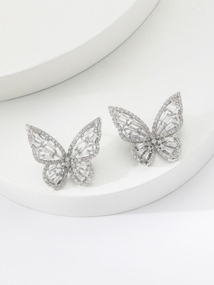 Zircon Butterfly Design Stud Earrings | SHEIN