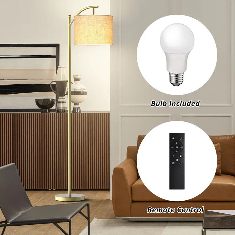 62" Arched Floor Lamp with Remote Control and Bulb Included | Wayfair North America