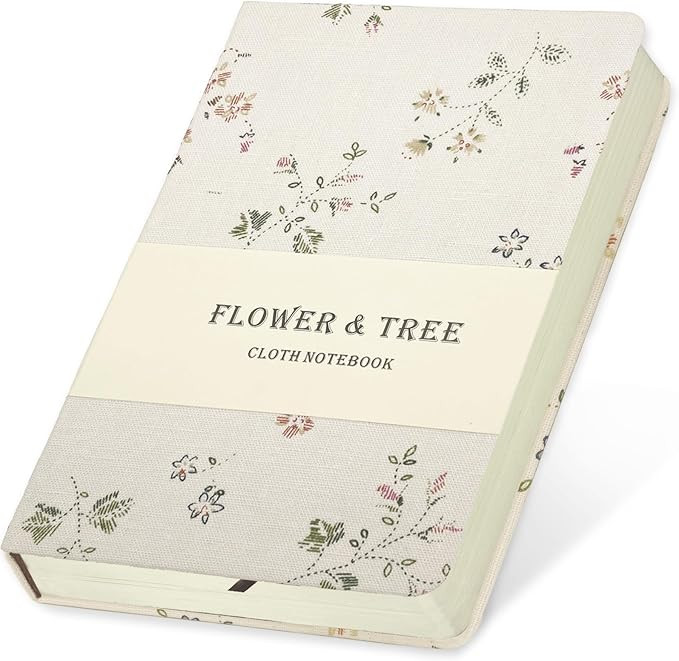 Floral Linen Notebook, Similar Embroidered, Small, 5x7, B6, Hardcover, Lay Flat, Lined & Unlined ... | Amazon (US)