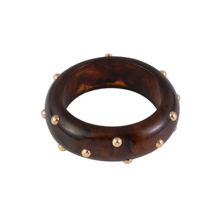Time and Tru Women s Tort Acrylic with Goldtone Beads Bangle Bracelet | Walmart (US)