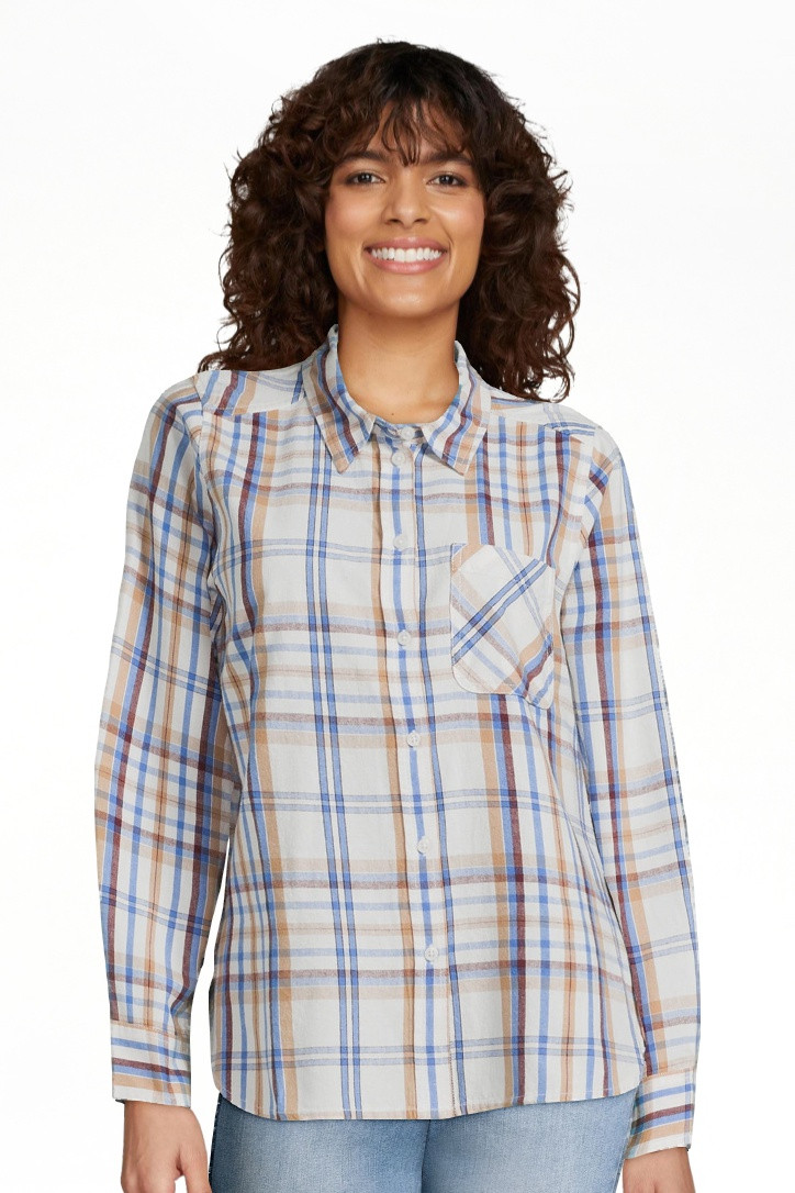 Time and Tru Women's Button Down Flannel Shirt, Sizes XS-3XL - Walmart.com | Walmart (US)
