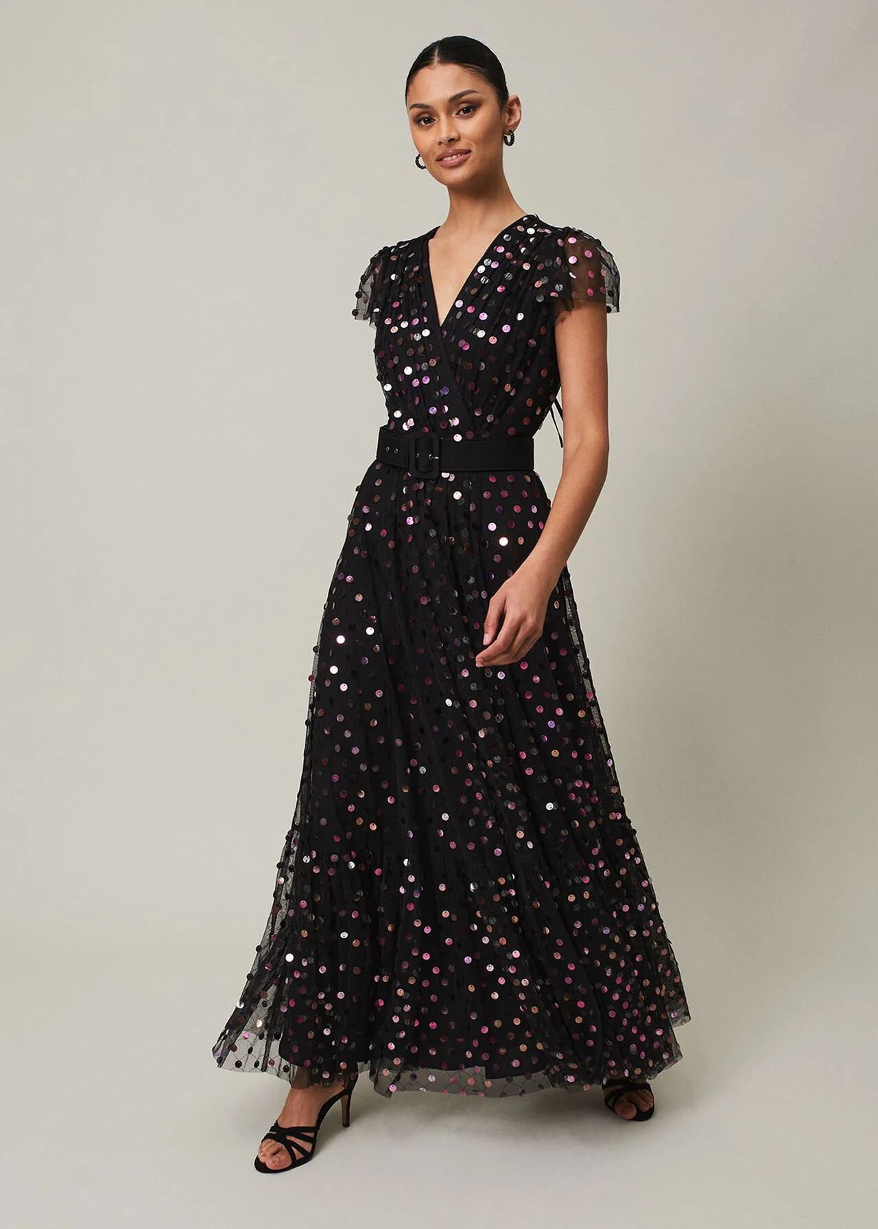 Loren Sequin Spot Tulle Maxi Dress | Phase Eight (UK)