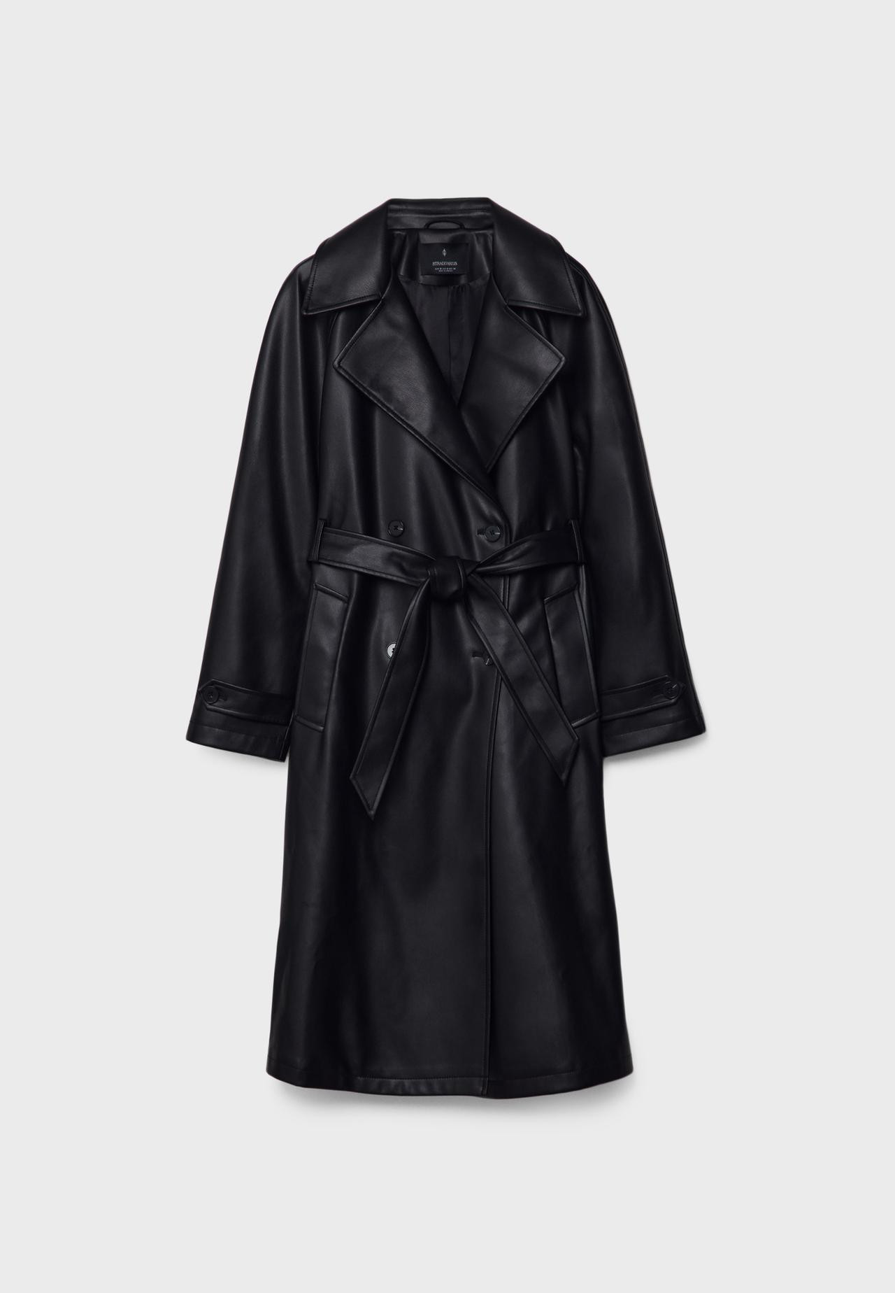Long faux leather trench coat - Women's Jackets | Stradivarius United Kingdom | Stradivarius (UK)