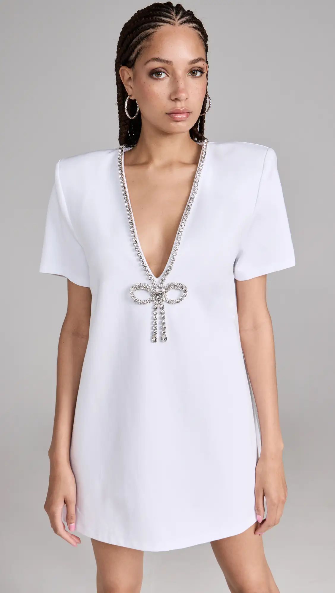 Area Crystal Bow V Neck T-Shirt Dress | Shopbop | Shopbop