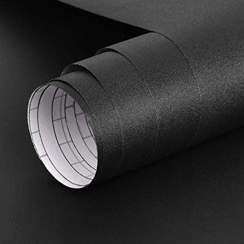 Mecpar Solid Black Wallpaper 15.7" x 32.8Ft Black Peel and Stick Paper Matte Textured Vinyl Self-... | Amazon (US)