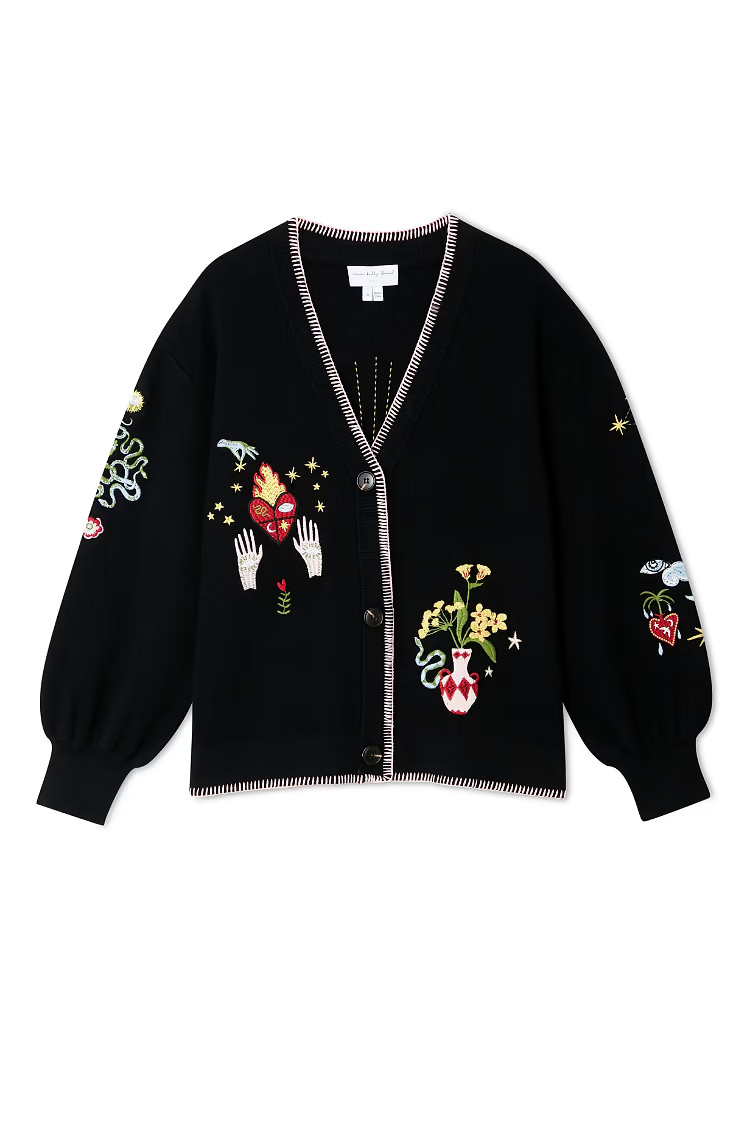 Black Night Garden Knit Cardigan | Never Fully Dressed US