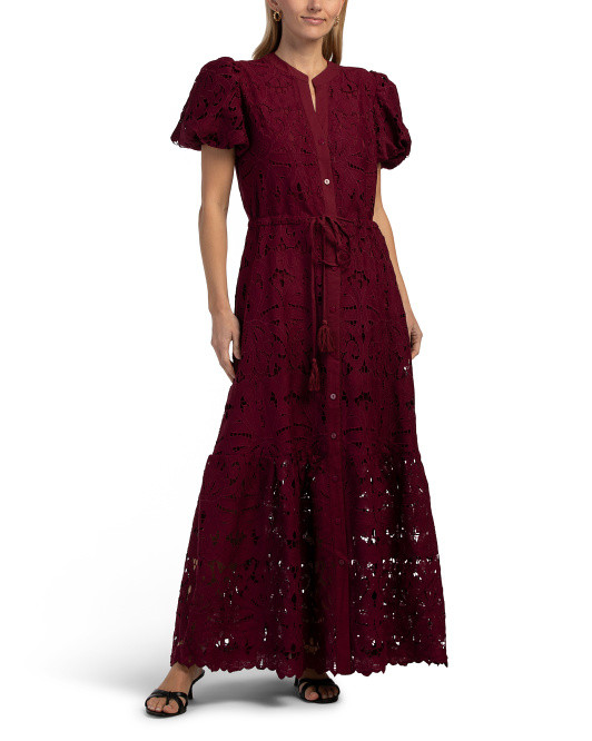 Short Sleeve Lace Embroidered Maxi Dress | TJ Maxx