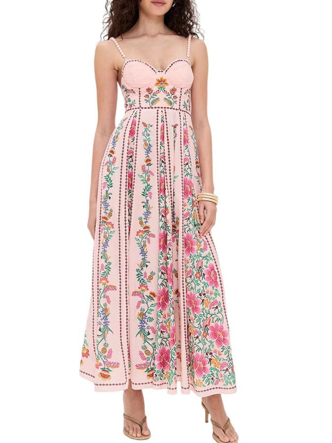 Weafmlia Women's Elegant Spaghetti Strap Dress Floral Print Low Bodycon Smocked Halter High Waist... | Amazon (US)
