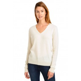 Cashmere Oversized V-Neck - Willow - Cream | Mott & Bow