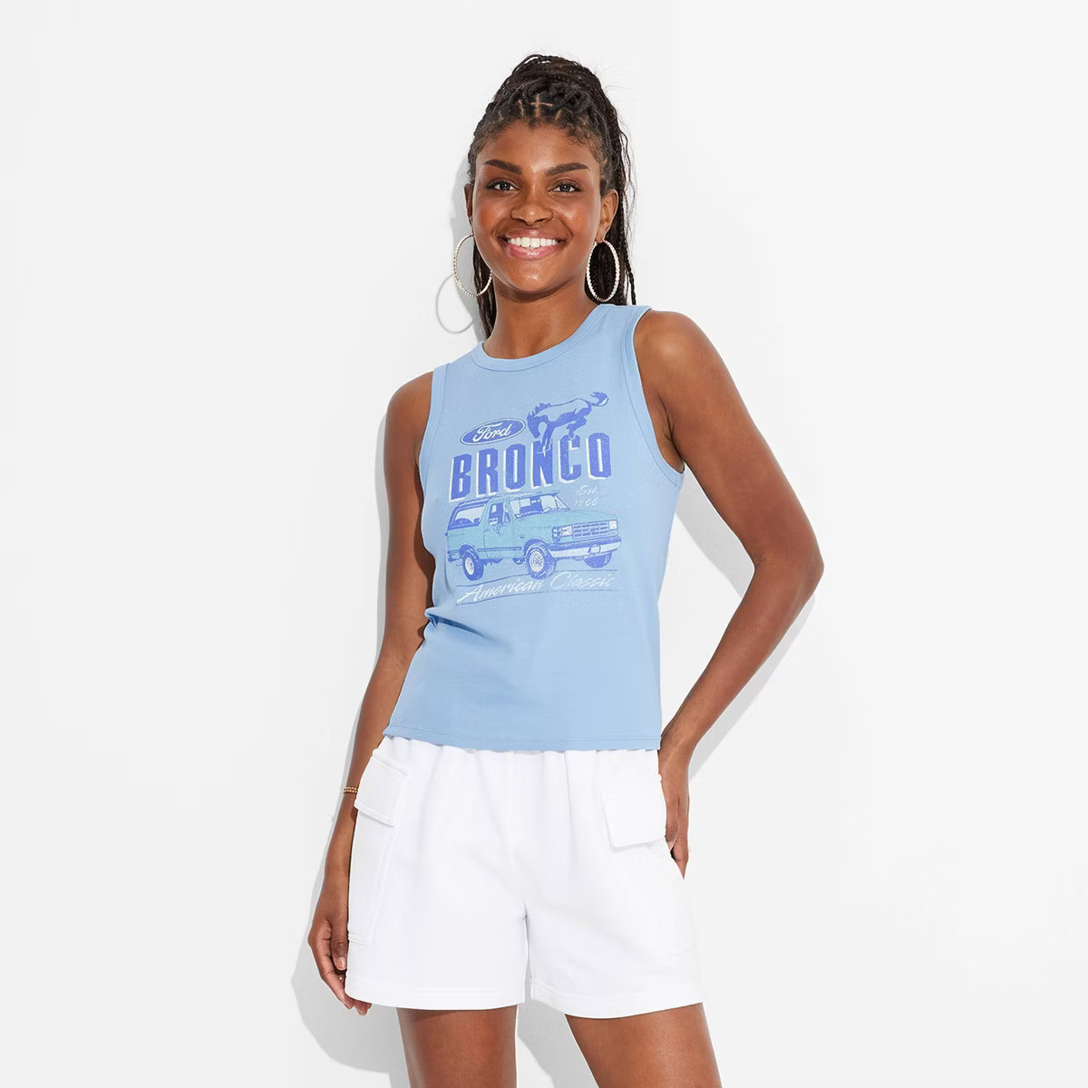 Women's Bronco Classic Graphic Tank Top - Blue S | Target