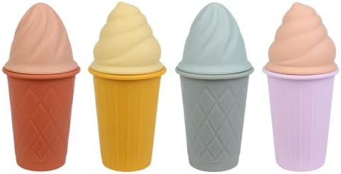 BLUE GINKGO Ice Cream Sand Toys - Silicone Beach Toy Ice Cream Set of 4 | Easy Clean, Travel-Frie... | Amazon (US)