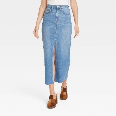 Women's High-Rise Denim Maxi Skirt - Universal Thread™ Medium Wash | Target