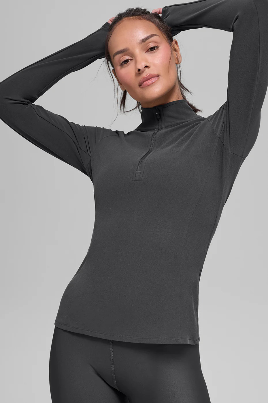 Alosoft 1/2 Zip Rapid Pullover Top in Anthracite Grey, Size: XS | Alo Yoga (US)