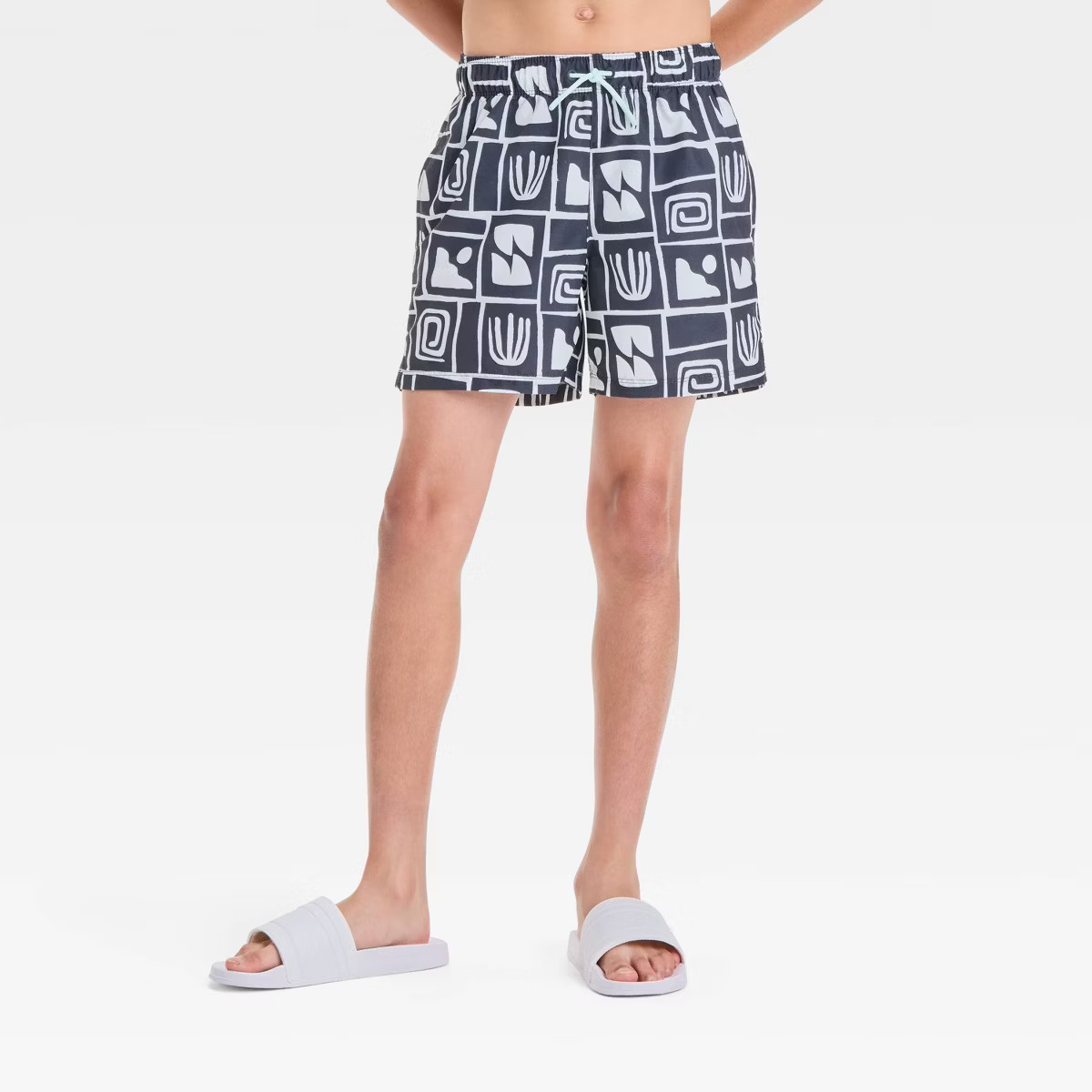 Boys' Desert Tiles Printed Swim Shorts - art class™ Black L Husky: UPF 50+, Adjustable Waistban... | Target