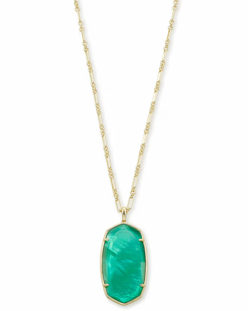 Faceted Reid Gold Long Pendant Necklace in Jade Green Illusion | Kendra Scott