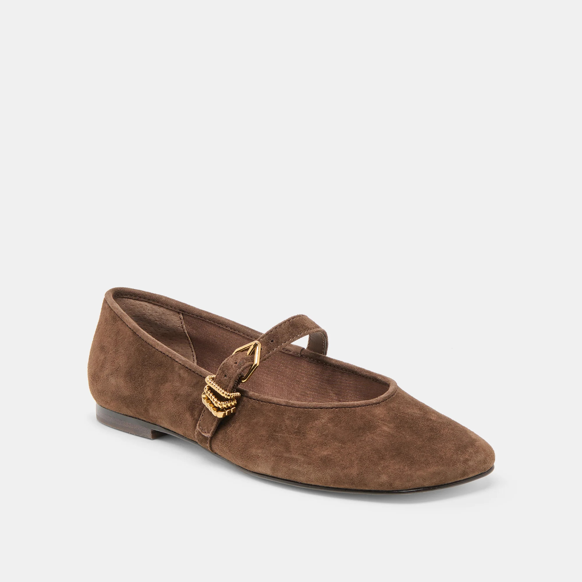 Alizza Ballet Flats Dk Brown Suede | DolceVita.com