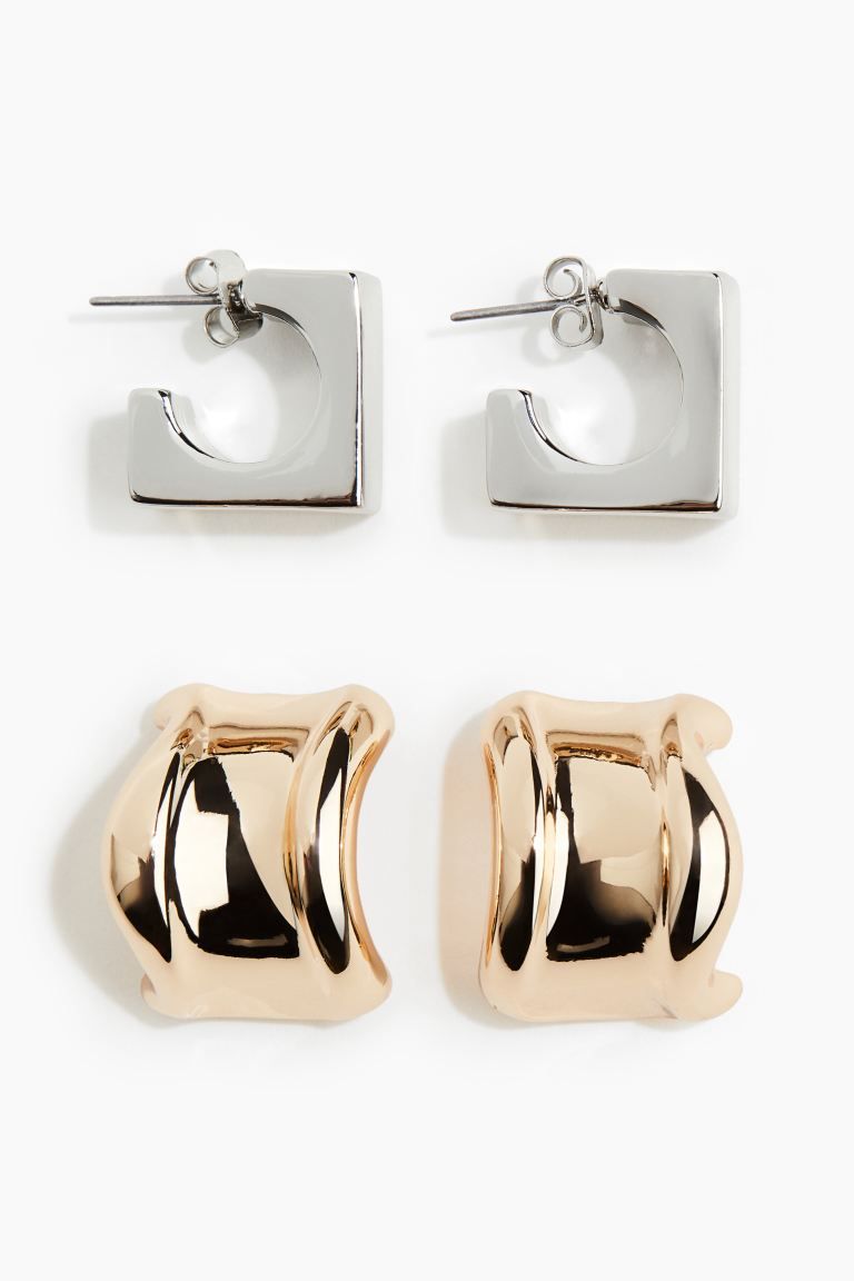 2 Pairs Hoop Earrings - Gold-colored/silver-colored - Ladies | H&M US | H&M (US + CA)