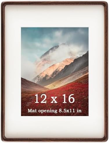 Zibrelte 12x16 Frame Natural, Solid Walnut Wood 12 x 16 Picture Frame with Mat for 8.5 x 11 Image... | Amazon (US)