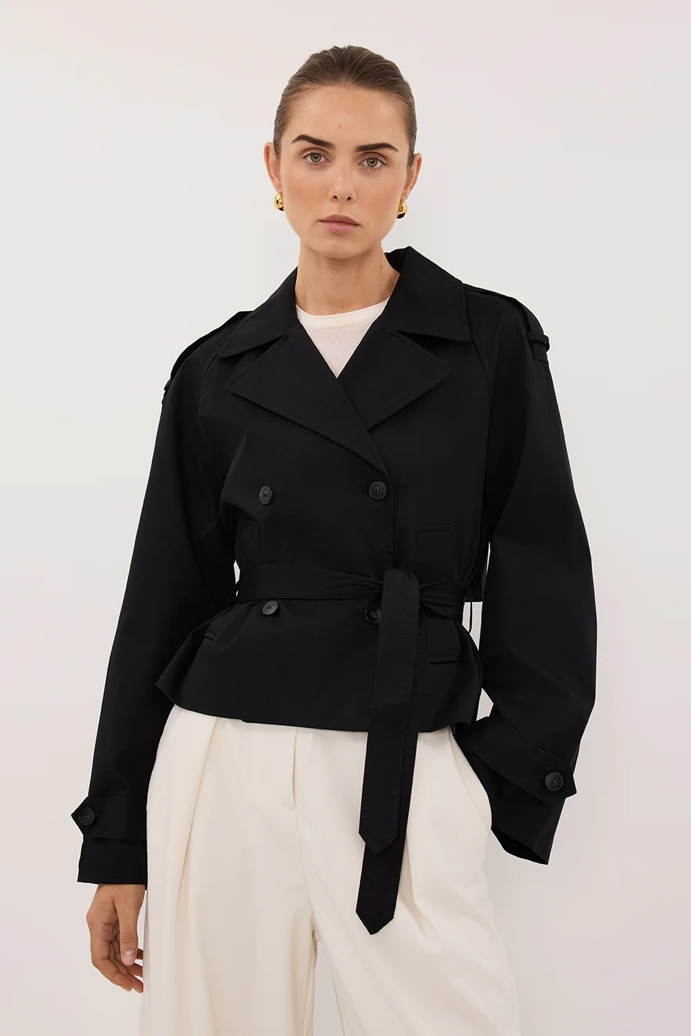 GABRIEL BLACK CROPPED TRENCH | DISSH