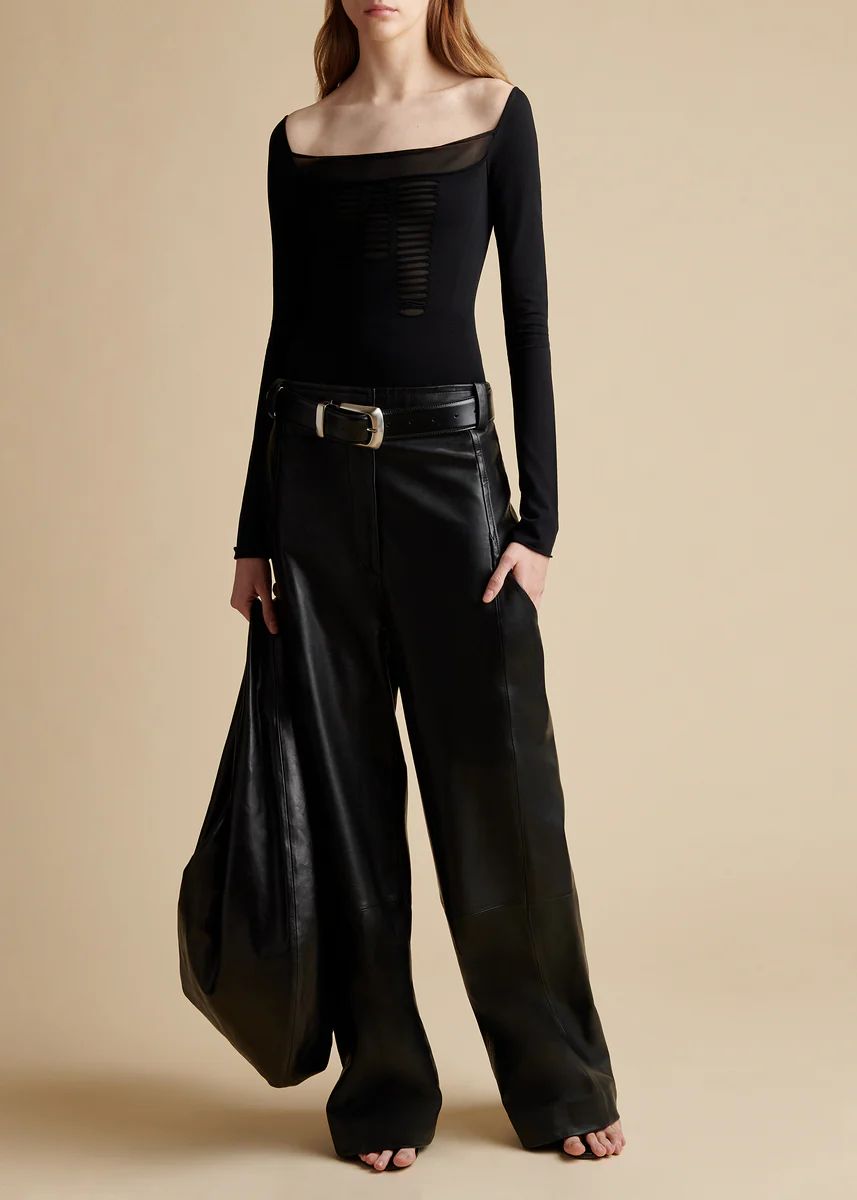 The Leon Pant in Black Leather | Khaite