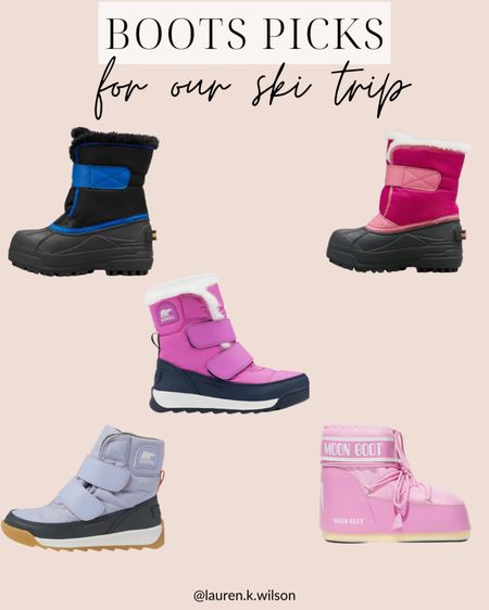 Boots for our ski trip, winter boots, snow boots, kids, toddler, women’s, moon boots 

#LTKSeasonal #LTKfindsunder100 #LTKshoecrush