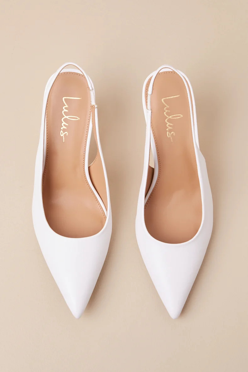 Cambrea White Pointed-Toe Slingback Pumps | Lulus