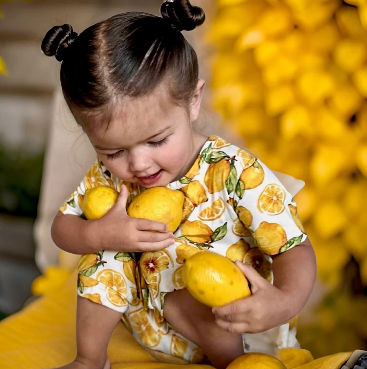 Change-A-Roo™ Front Opening Shortie Romper in OG Lemons of Tuscany | Ready Set Romper ®