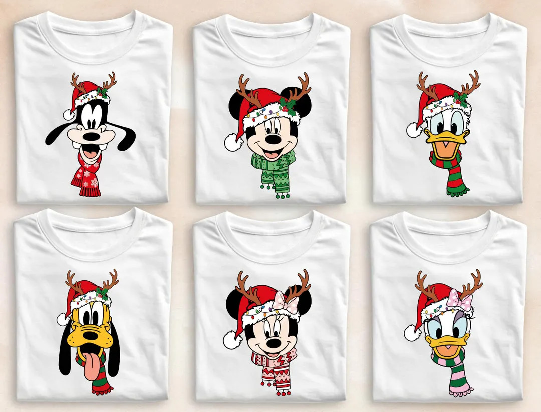 Mickey and Friends Santa Hat Reindeer Shirt, Disney Christmas Matching Sweatshirt, Disney Winter ... | Etsy (US)