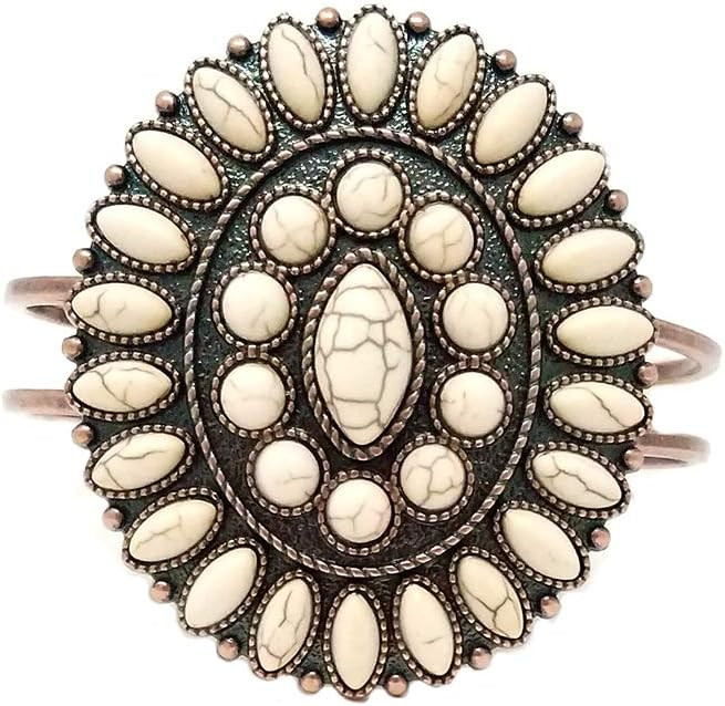 Turquoise Western Concho Design Oval Hinge Navajo Bracelet | Amazon (US)