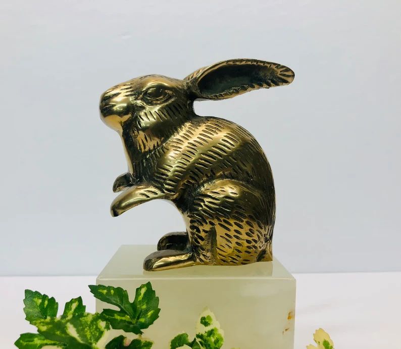 Vintage Brass Rabbit Figurine Brass Bunny Paperweight Mid Century Decor Bohemian Boho Decor | Etsy (US)